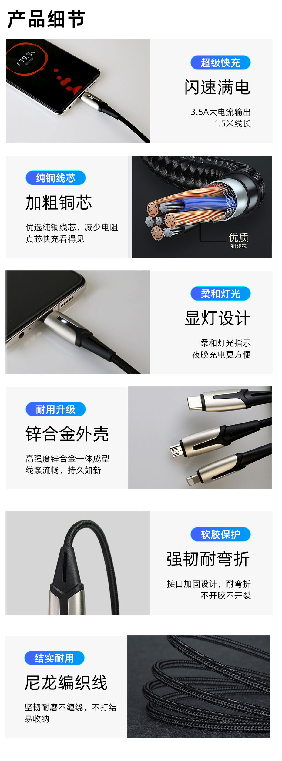 一拖三鋅合金數(shù)據(jù)線(xiàn)細(xì)節(jié)
